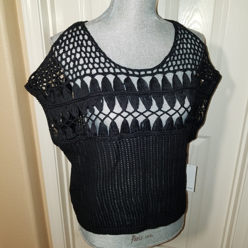 Ella Moss Crochet/Knit Cold Shoulder Sweater